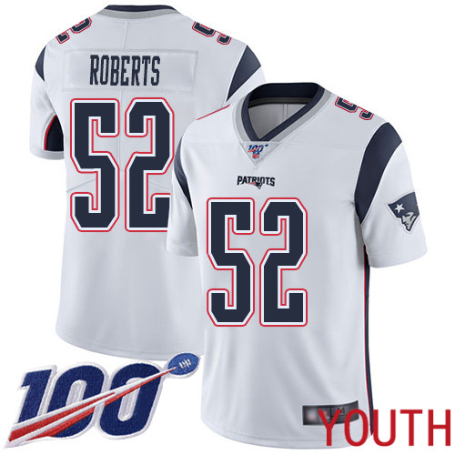 New England Patriots Football 52 100th Season Limited White Youth Elandon Roberts Road NFL Jersey